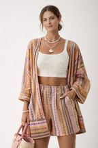 Ensemble femme haut ample short imprimé abstrait bohème - Capri