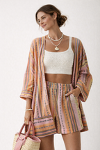 Ensemble femme haut ample short imprimé abstrait bohème - Capri