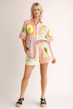 Ensemble femme lin chemise ample short coordonné imprimé - Monroe