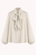 Blouse femme à pois, manches longues et nœud - Hannelore