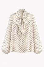 Blouse femme à pois, manches longues et nœud - Hannelore