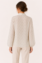 Blouse femme à pois, manches longues et nœud - Hannelore