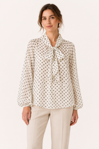 Blouse femme à pois, manches longues et nœud - Hannelore