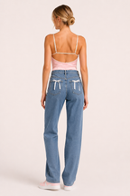 Jean femme taille haute, coupe droite, style décontracté - Lena