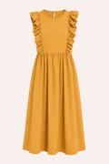 Robe longue pour femme à volants aux épaules et jupe ample - Helena