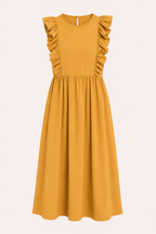 Robe longue pour femme à volants aux épaules et jupe ample - Helena