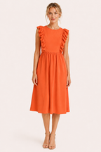 Robe longue pour femme à volants aux épaules et jupe ample - Helena