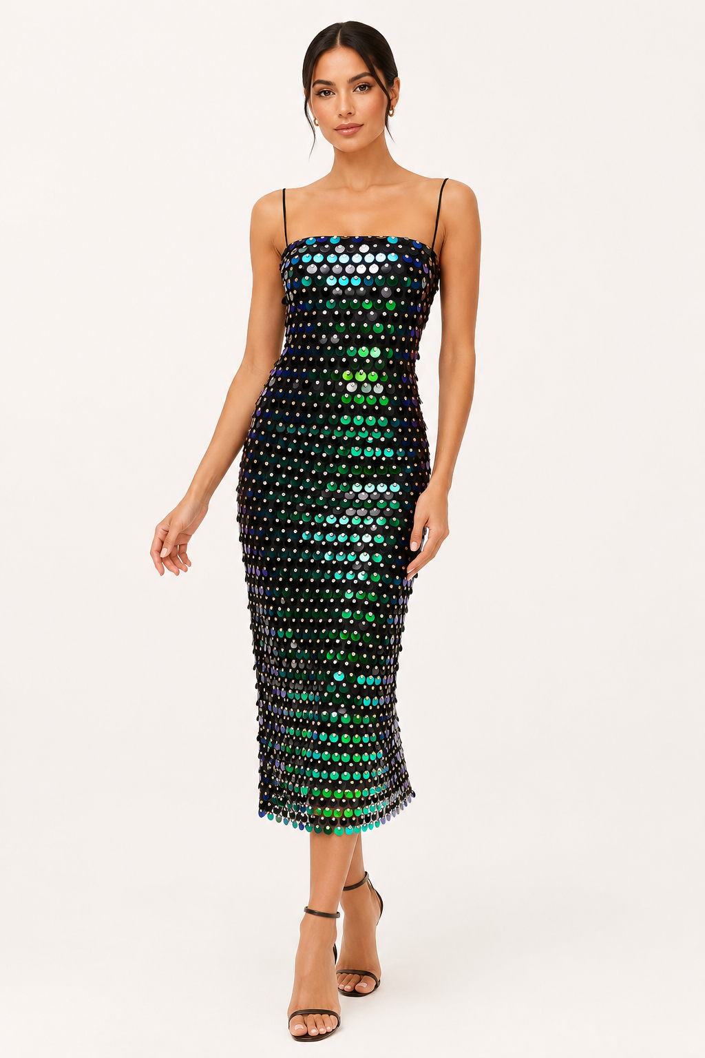 Robe cocktail midi paillettes scintillante soirée - Senta