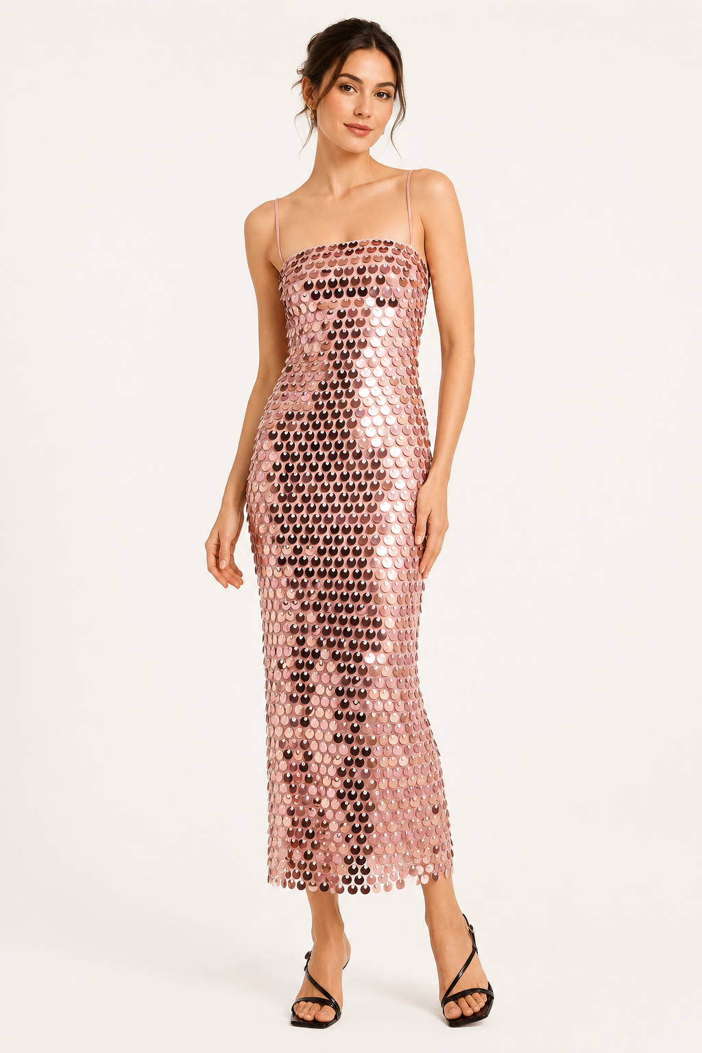 Robe cocktail midi paillettes scintillante soirée - Senta