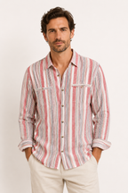 Chemise coton lin rayures homme été breathing léger - Timo