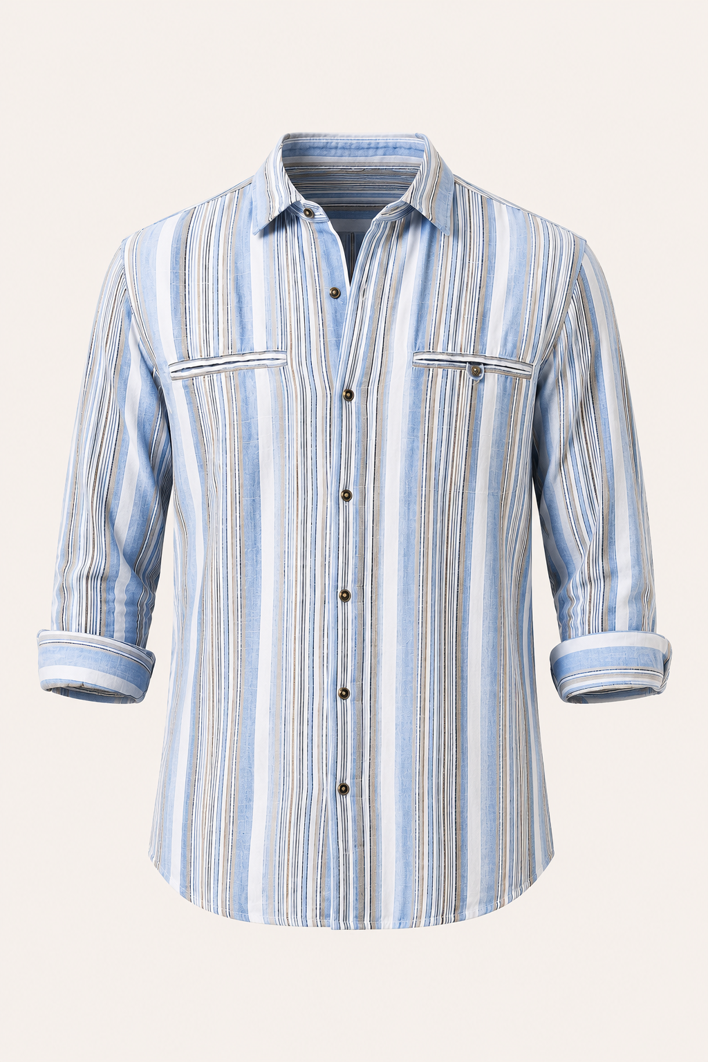 Chemise coton lin rayures homme été breathing léger - Timo