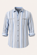 Chemise coton lin rayures homme été breathing léger - Timo