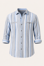 Chemise coton lin rayures homme été breathing léger - Timo