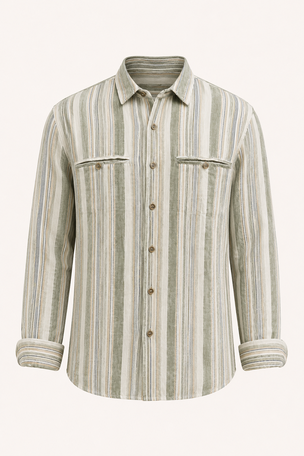 Chemise coton lin rayures homme été breathing léger - Timo