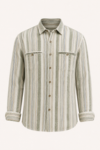 Chemise coton lin rayures homme été breathing léger - Timo
