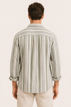 Chemise coton lin rayures homme été breathing léger - Timo