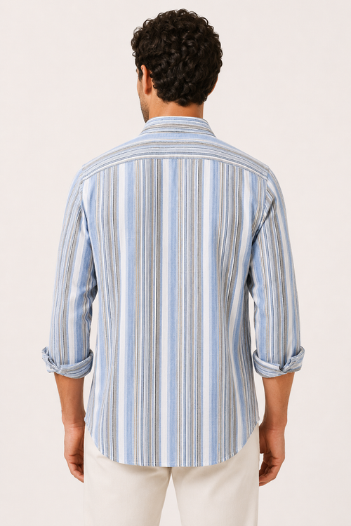 Chemise coton lin rayures homme été breathing léger - Timo