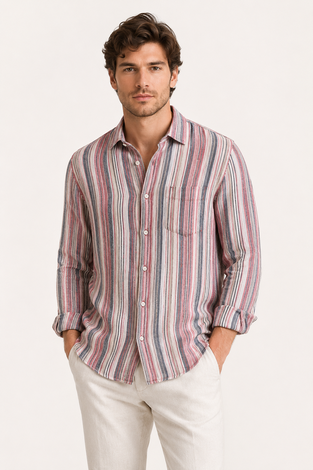 Chemise rayures homme poche poitrine casual accessible - Kaspar