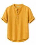Chemise lin homme manches courtes col mao casual été - Stefan