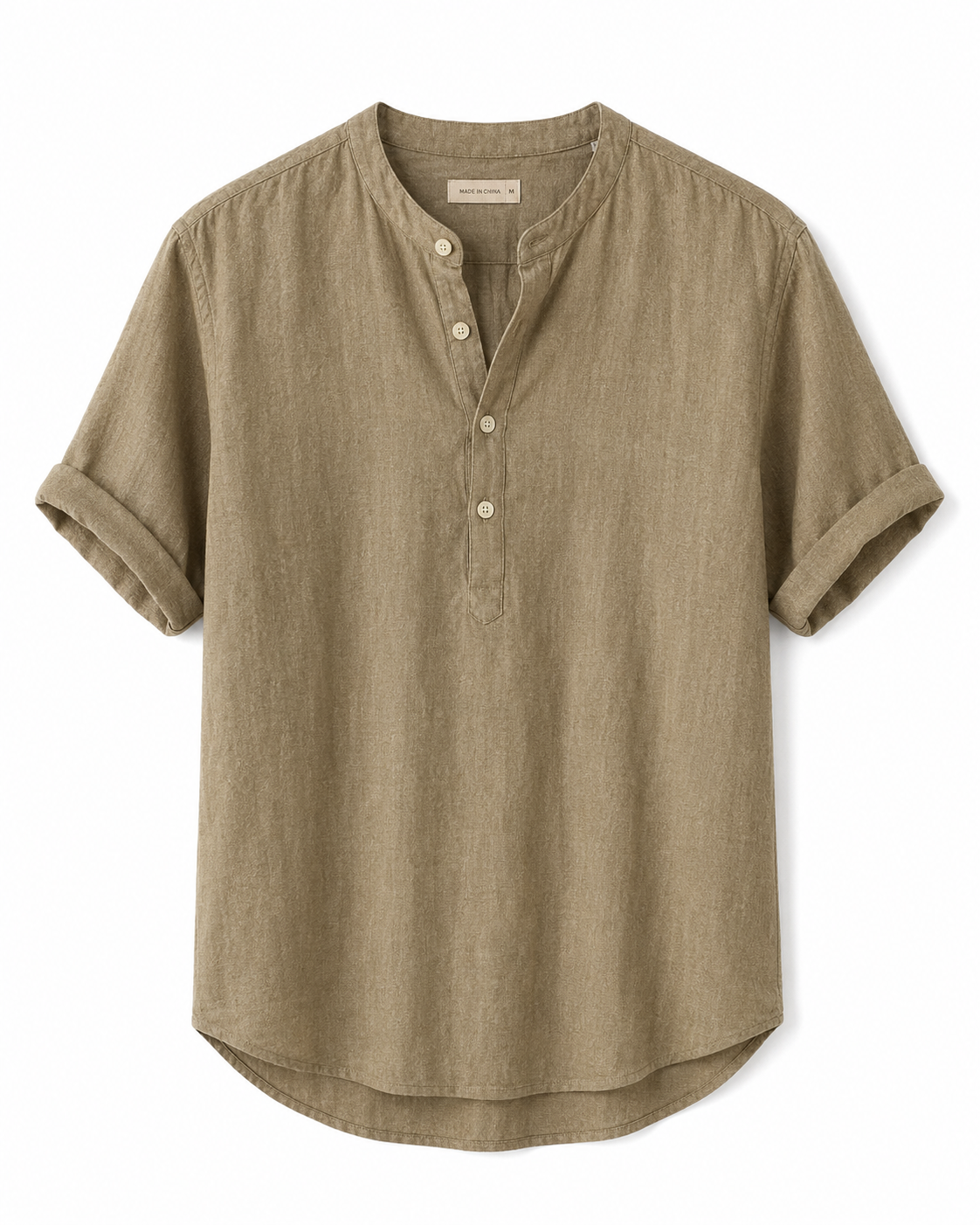 Chemise lin homme manches courtes col mao casual été - Stefan