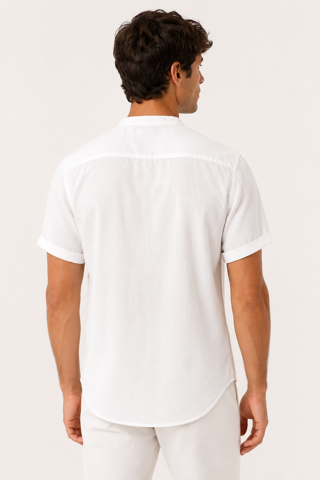 Chemise lin homme manches courtes col mao casual été - Stefan