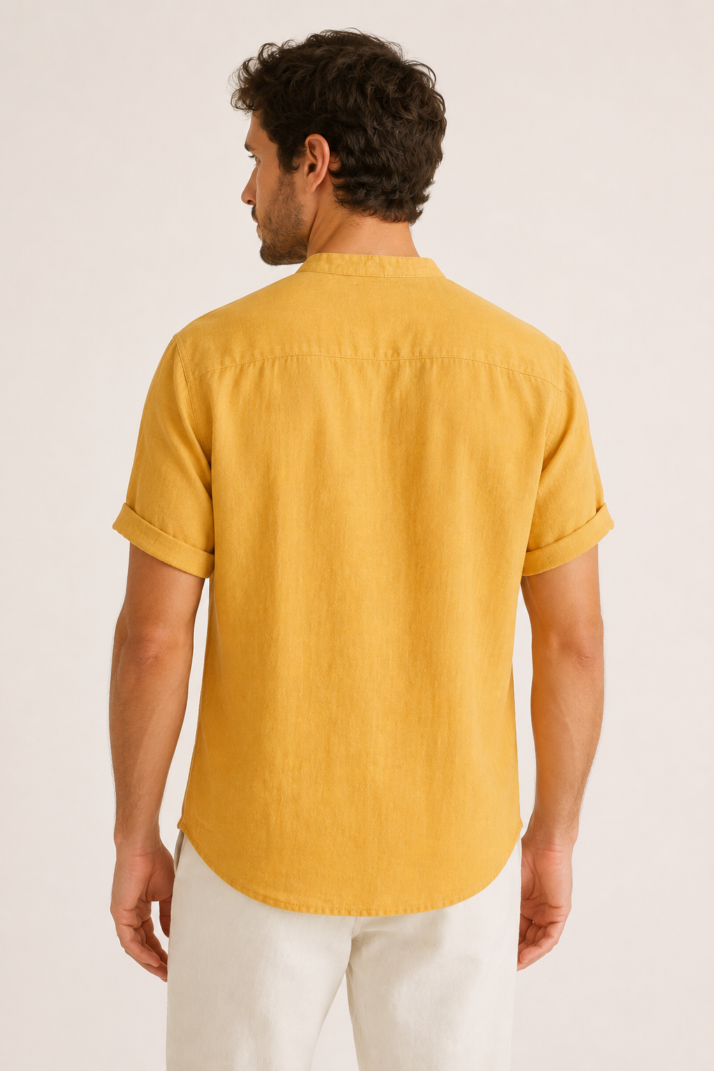 Chemise lin homme manches courtes col mao casual été - Stefan