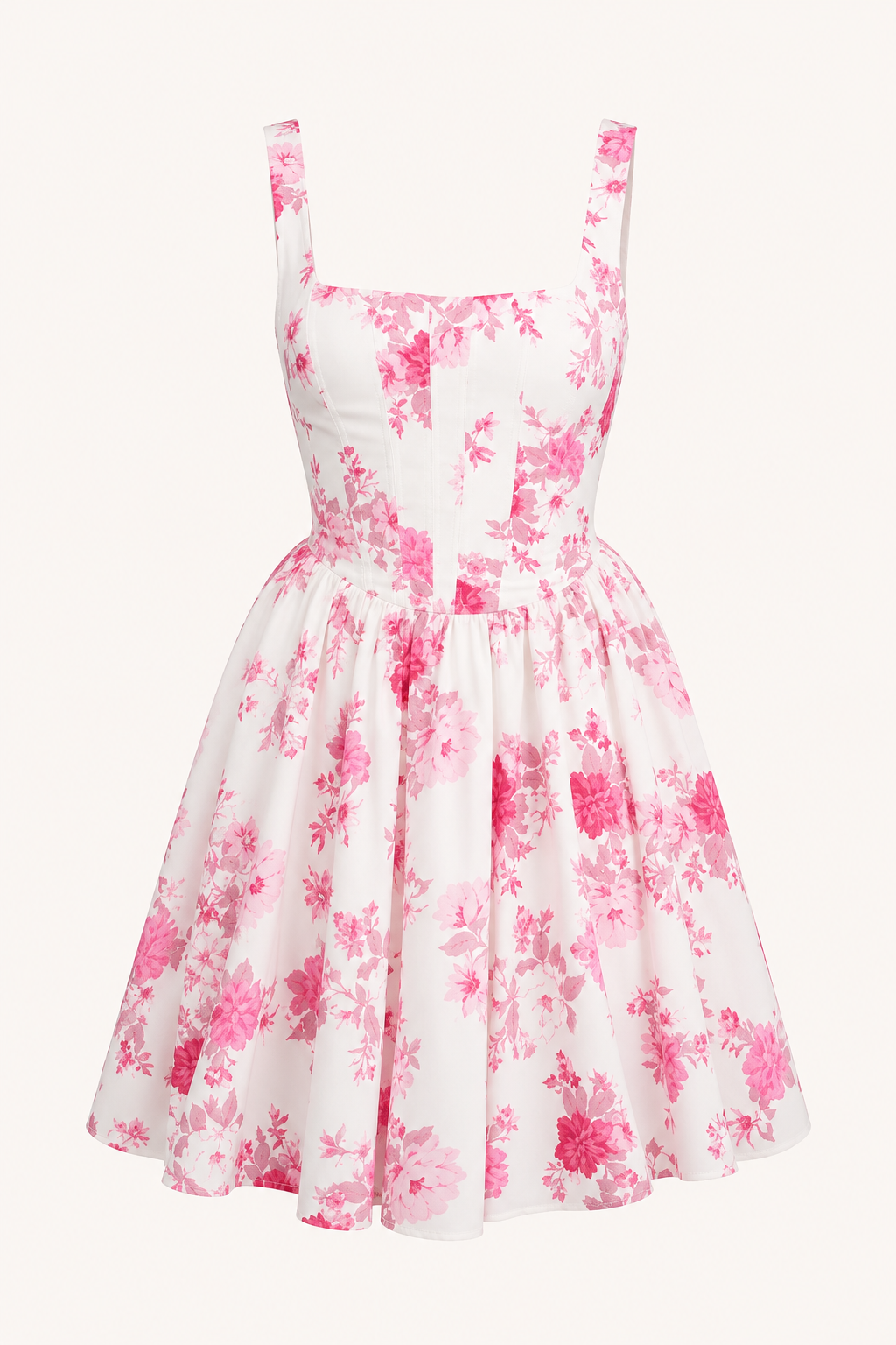 Robe courte à imprimé floral et encolure carrée - Anja