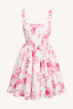 Robe courte à imprimé floral et encolure carrée - Anja