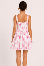 Robe courte à imprimé floral et encolure carrée - Anja