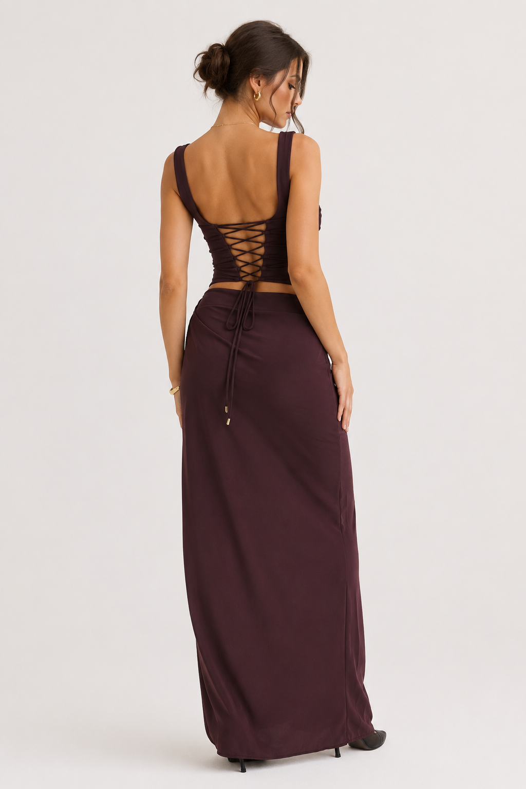 Robe longue à motifs floraux pour femme avec fente, idéale pour les mariages - Lena