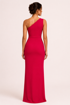 Robe de soirée longue pour femme, asymétrique, avec fente - Petra