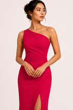 Robe de soirée longue pour femme, asymétrique, avec fente - Petra