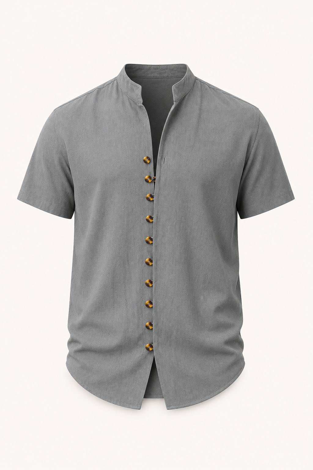 Chemise homme manches courtes col mao boutonnée casual - Lorenz