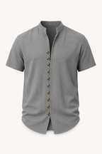 Chemise homme manches courtes col mao boutonnée casual - Lorenz