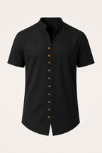 Chemise homme manches courtes col mao boutonnée casual - Lorenz