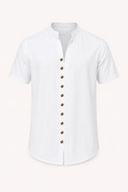 Chemise homme manches courtes col mao boutonnée casual - Lorenz