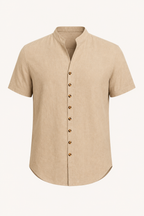 Chemise homme manches courtes col mao boutonnée casual - Lorenz