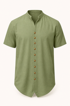 Chemise homme manches courtes col mao boutonnée casual - Lorenz
