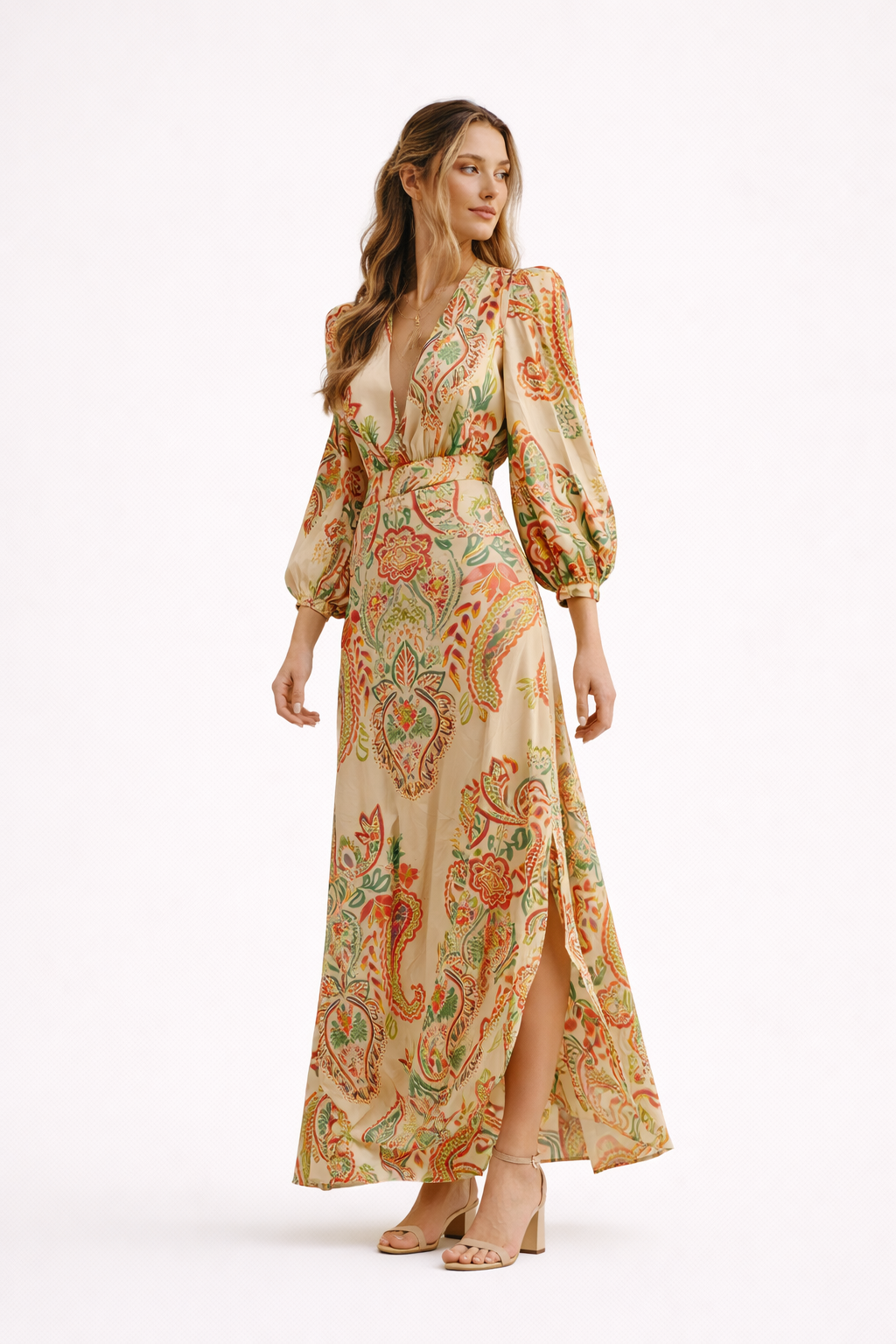 Robe longue fluide motif paisley printemps-été femme - Sorella