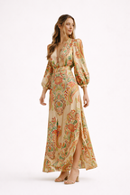 Robe longue fluide motif paisley printemps-été femme - Sorella