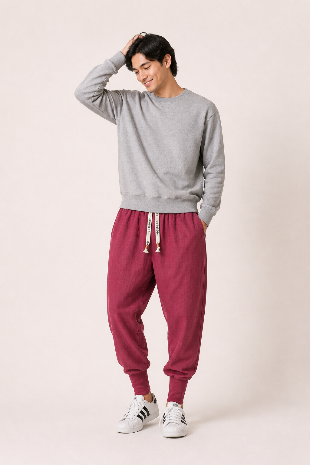 Pantalon jogging homme taille élastiquée cordon poches latérales chevilles resserrées - Rayan