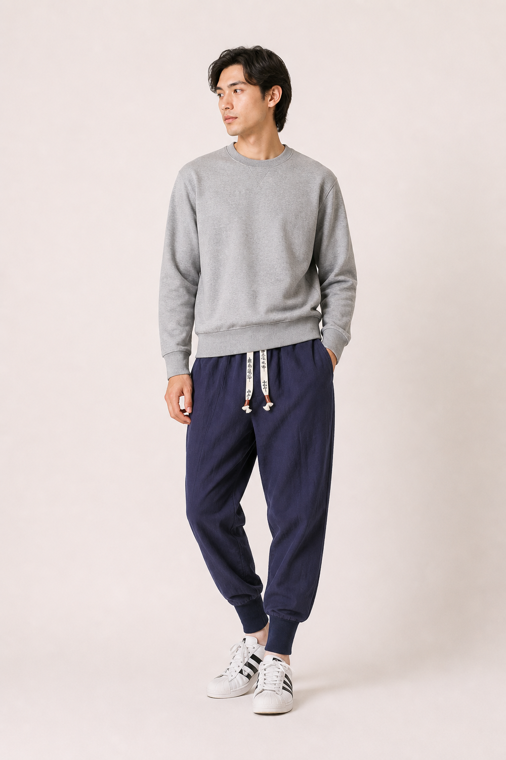 Pantalon jogging homme taille élastiquée cordon poches latérales chevilles resserrées - Rayan