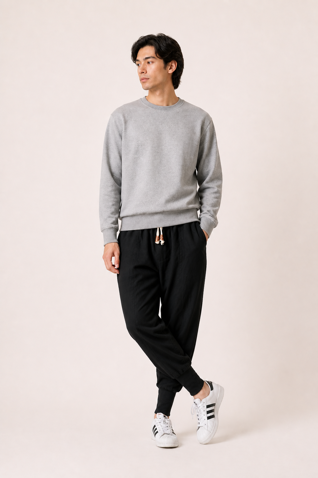Pantalon jogging homme taille élastiquée cordon poches latérales chevilles resserrées - Rayan