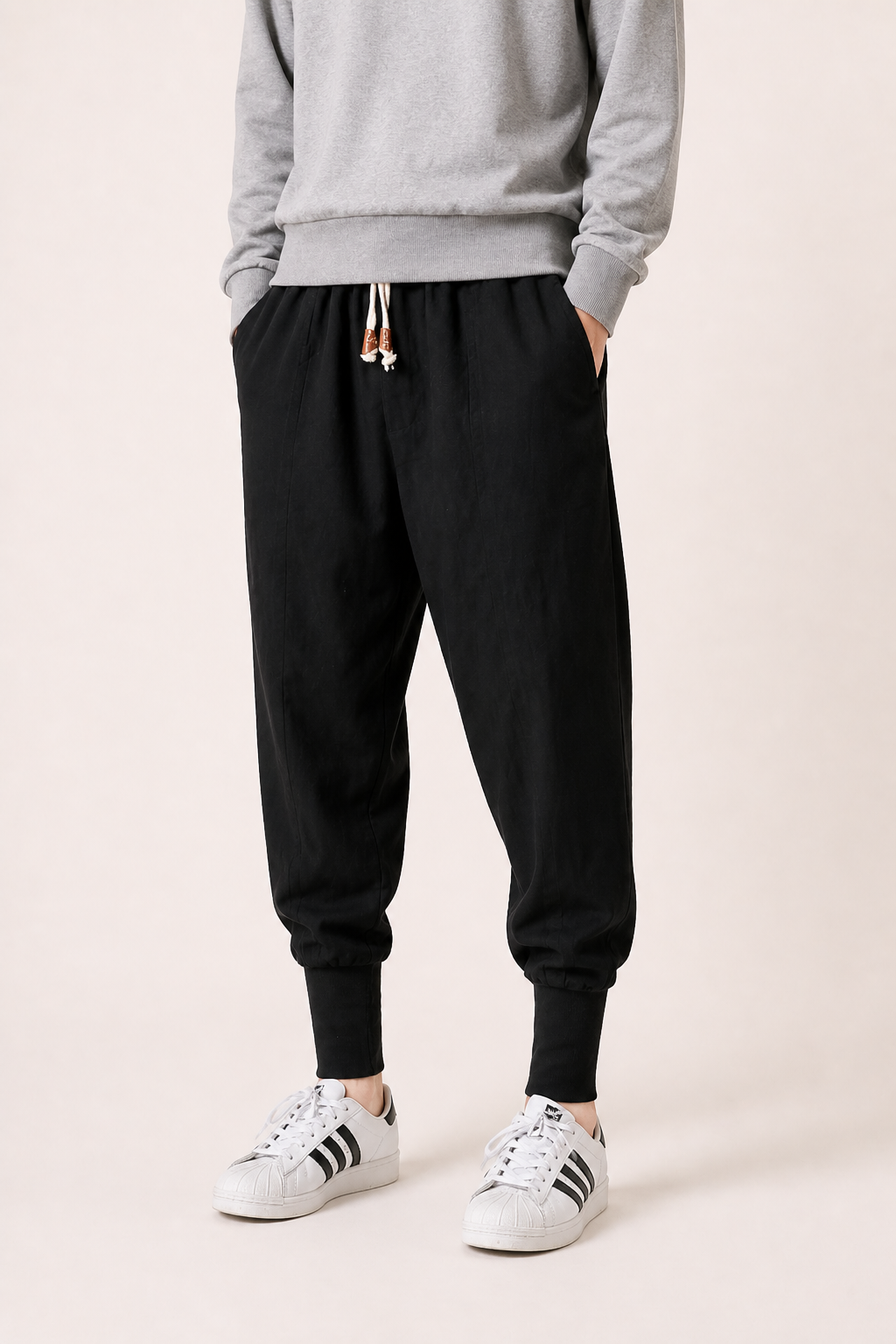 Pantalon jogging homme taille élastiquée cordon poches latérales chevilles resserrées - Rayan