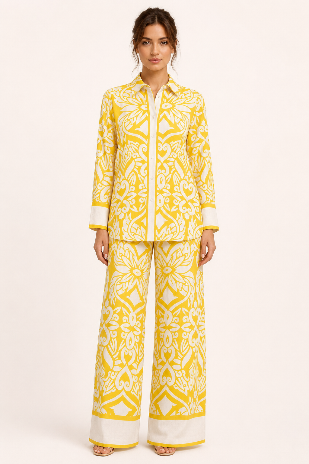Ensemble femme imprimé méditerranéen jupe chemise coordonné - Wilma