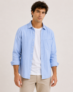 Chemise lin homme manches longues texture poche poitrine - Emil