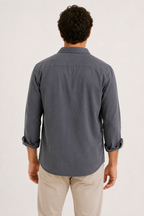 Chemise lin homme manches longues texture poche poitrine - Emil