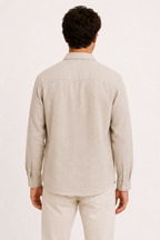 Chemise lin homme manches longues texture poche poitrine - Emil