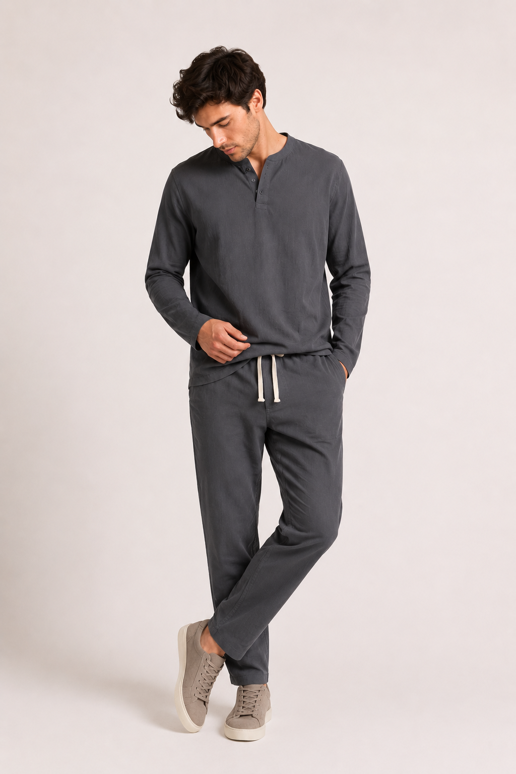 Ensemble homme lin chemise pantalon été décontracté élégant - Jörg