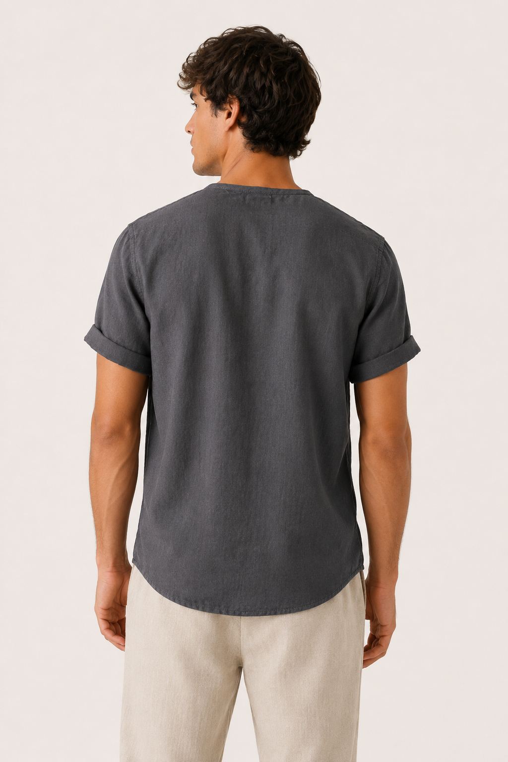 Chemise homme col mao manches courtes poche casual - James